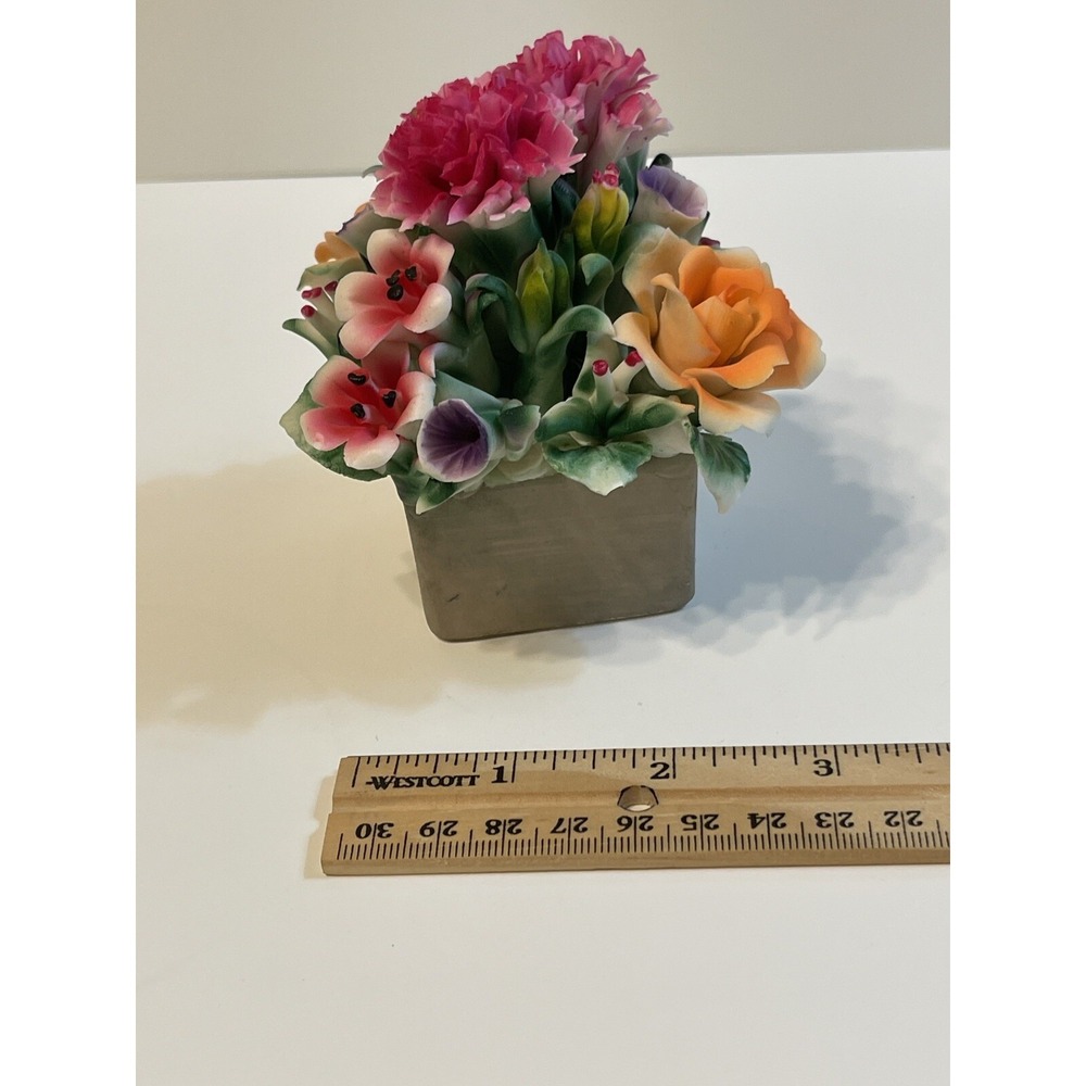 Porcelain Square Flower Pot with Vibrant Porcelain Flowers - Picture 11 of 11